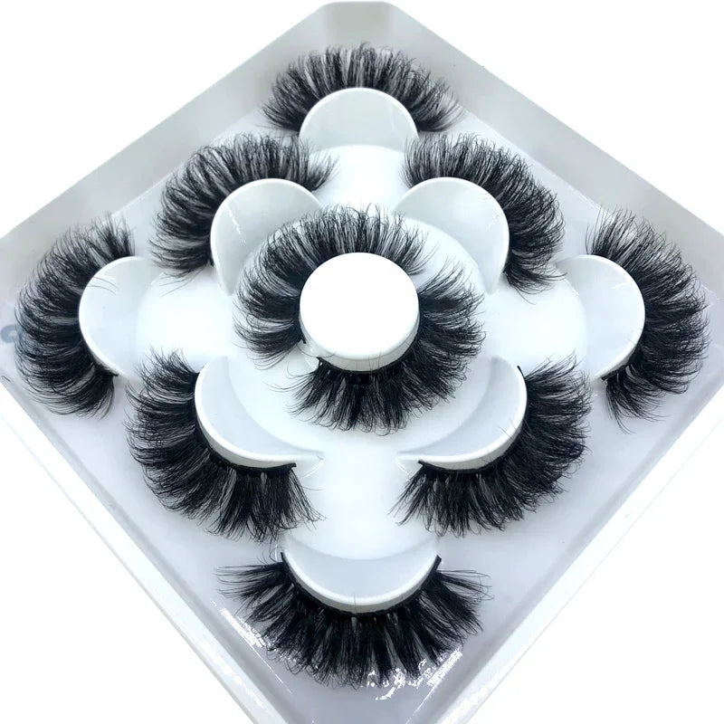 5 Pairs 3d Mink Dramatic Volume Lashes Bulk Faux Thick Long Wispy Natural Mink Lashes Pack Short Wholesales Natural False lashes