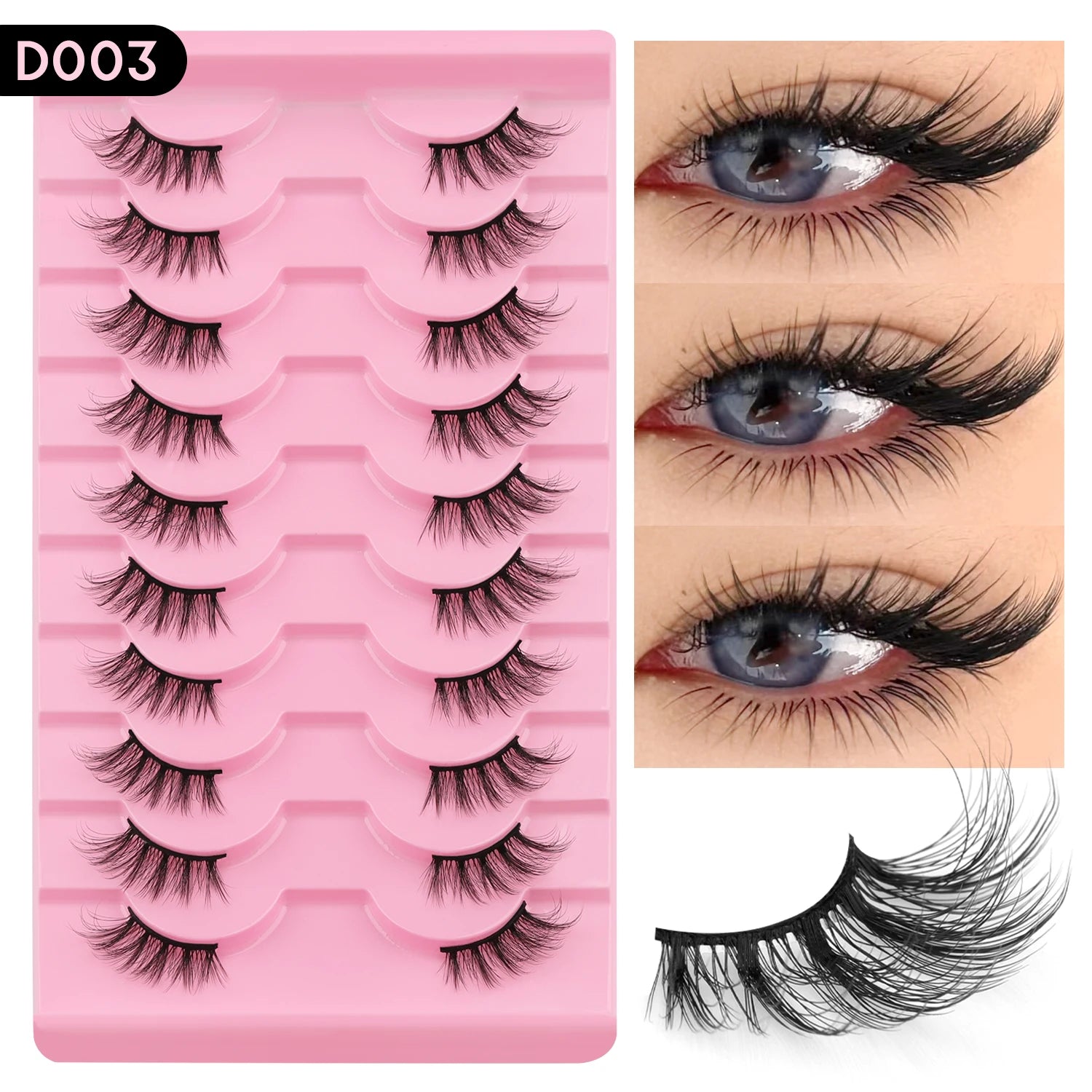 WOSHEER Half Eyelashes Natural Cat Eye Lashes Soft Wispy Faux Mink Lashes Eyelashes Extension Makeup