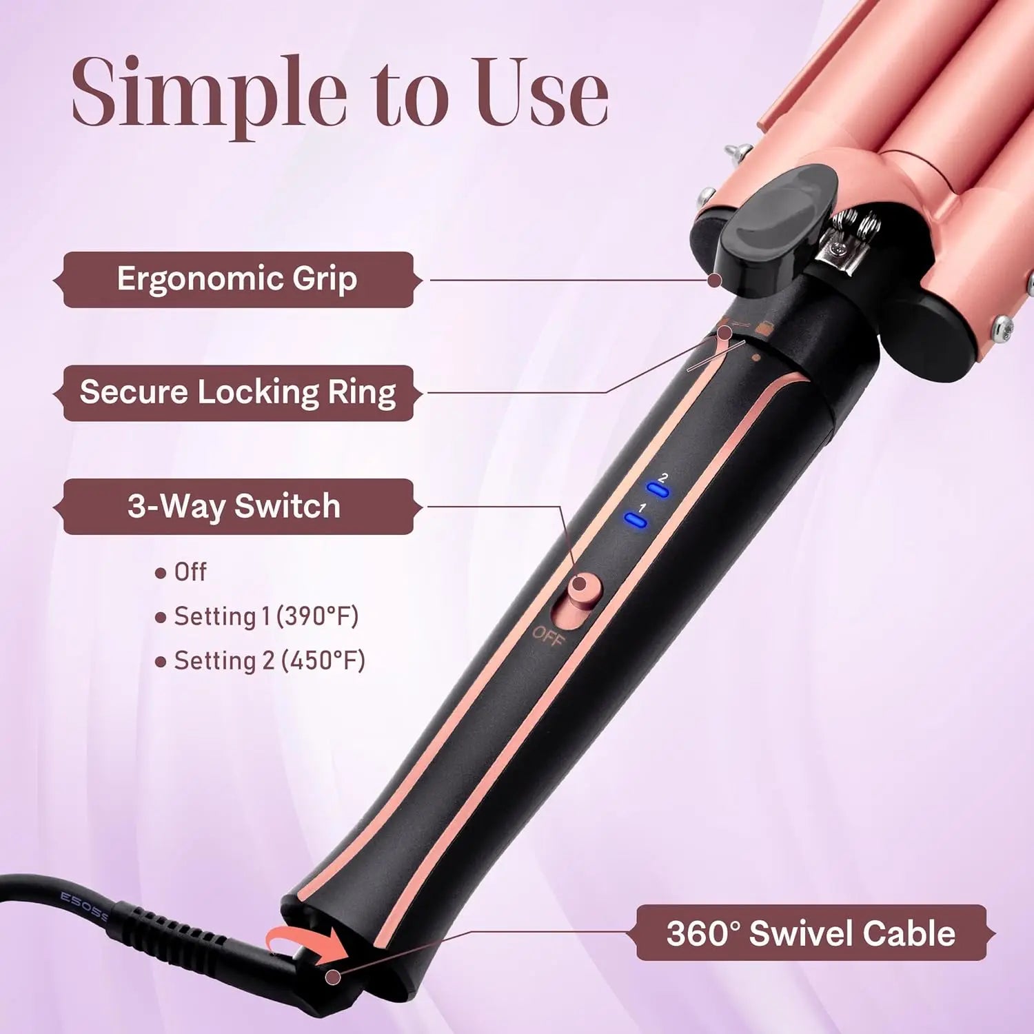 Curling Iron Set 6-in-1 Hair Curler with 3 Barrel Hair Crimper, Hair Straightener - Waver Heating Styling Tools for Women