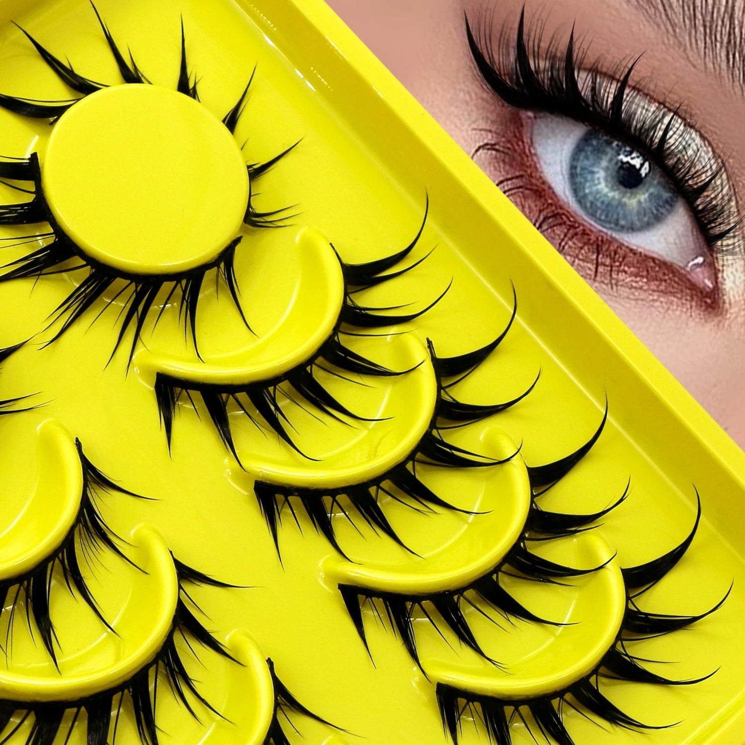 Lasvirey Cat Eye Lashes Manga Lashes Styles 3D Faux Mink Lashes Soft Cross Wispy Natural Winged End Eye Elongated Eyelash Makeup