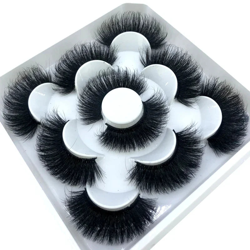 5 Pairs 3d Mink Dramatic Volume Lashes Bulk Faux Thick Long Wispy Natural Mink Lashes Pack Short Wholesales Natural False lashes