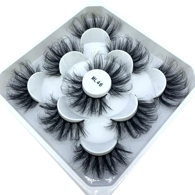 5 Pairs 3d Mink Dramatic Volume Lashes Bulk Faux Thick Long Wispy Natural Mink Lashes Pack Short Wholesales Natural False lashes