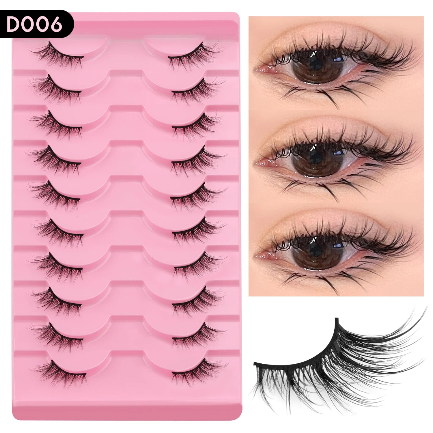 WOSHEER Half Eyelashes Natural Cat Eye Lashes Soft Wispy Faux Mink Lashes Eyelashes Extension Makeup