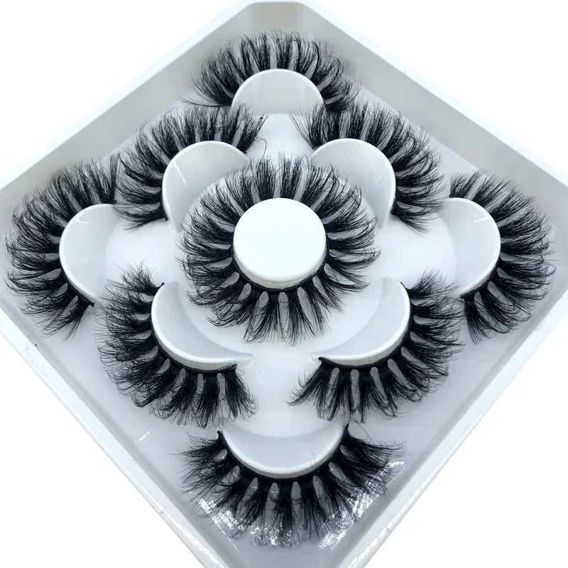 5 Pairs 3d Mink Dramatic Volume Lashes Bulk Faux Thick Long Wispy Natural Mink Lashes Pack Short Wholesales Natural False lashes